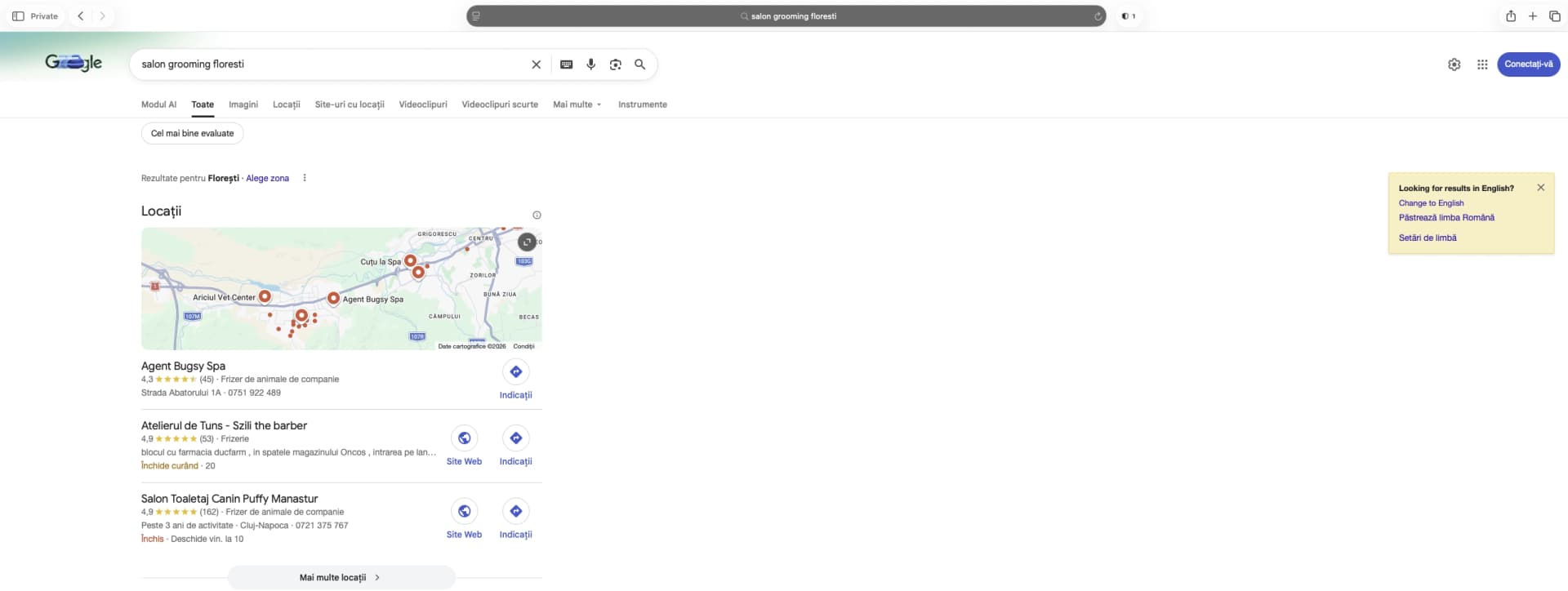 #1 în Google Maps - "salon grooming florești"